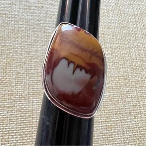 New Noreena Jasper Stone Silver Overlay Ring Size 7